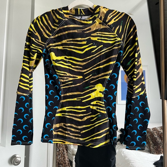 Marine Serre Tops - Marine Serre Yellow and Black Patterned Top
